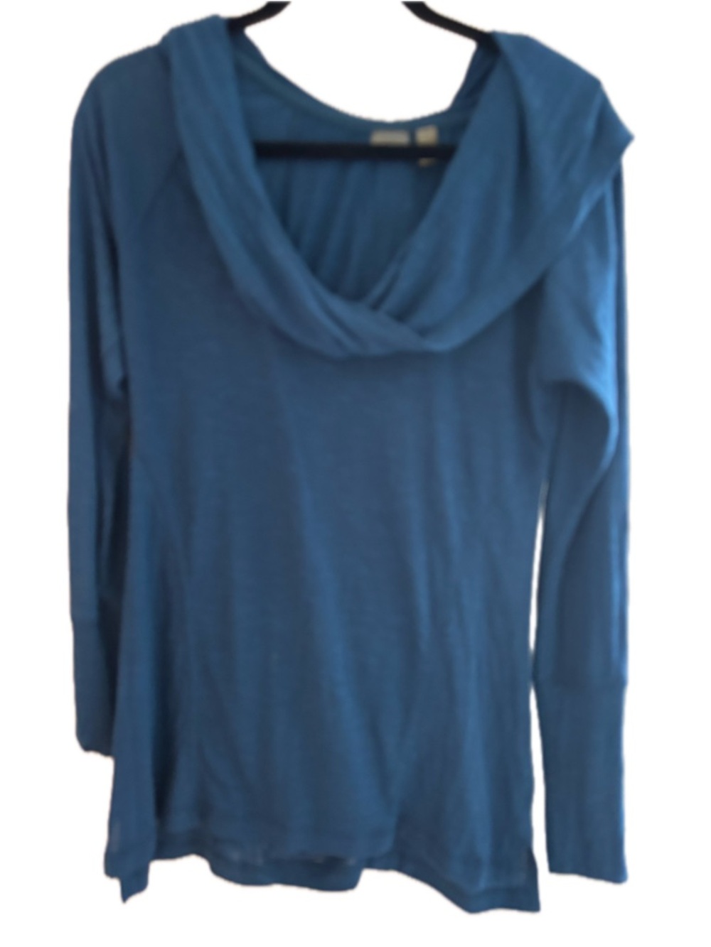 Zella Teal Blue Cowl Neck Long-Sleeve Sweater